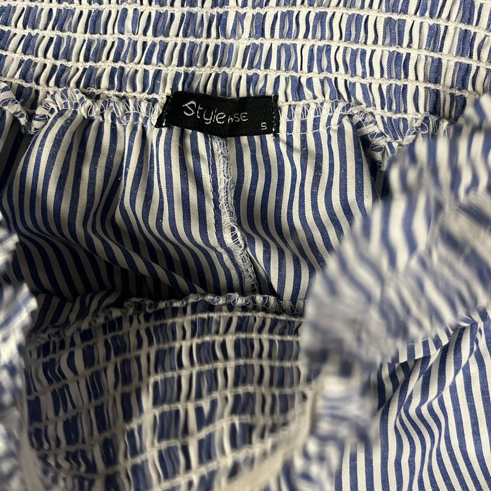 Striped Off-Shoulder Ruffle Skirt - Picture 2 of 2